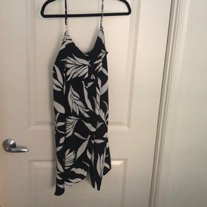 Tank dress with black and white tropical print
